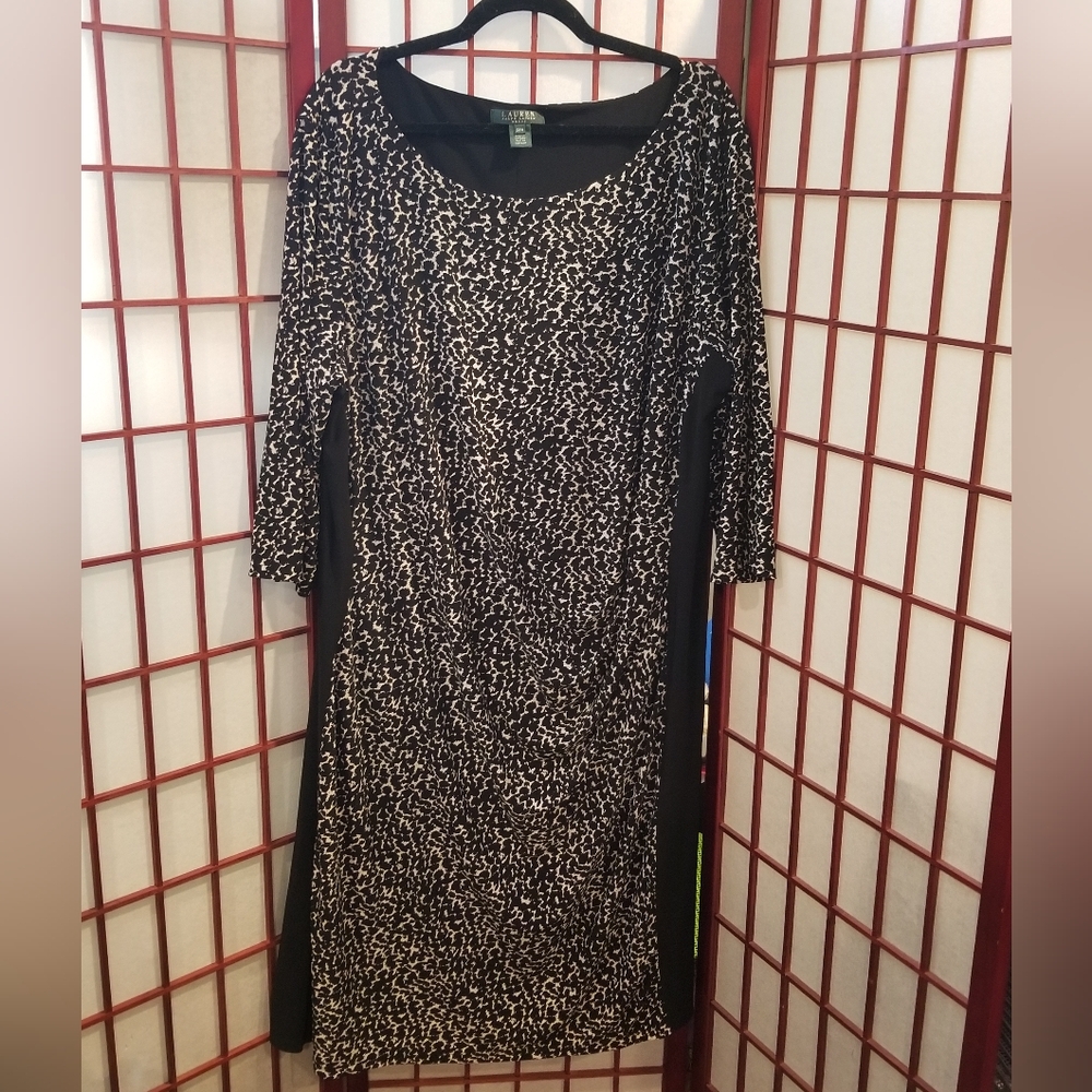 Lauren Ralph Lauren Black and White Patterned Dress 24W